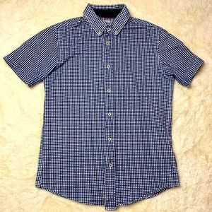 Zara blue short sleeve button up shirt